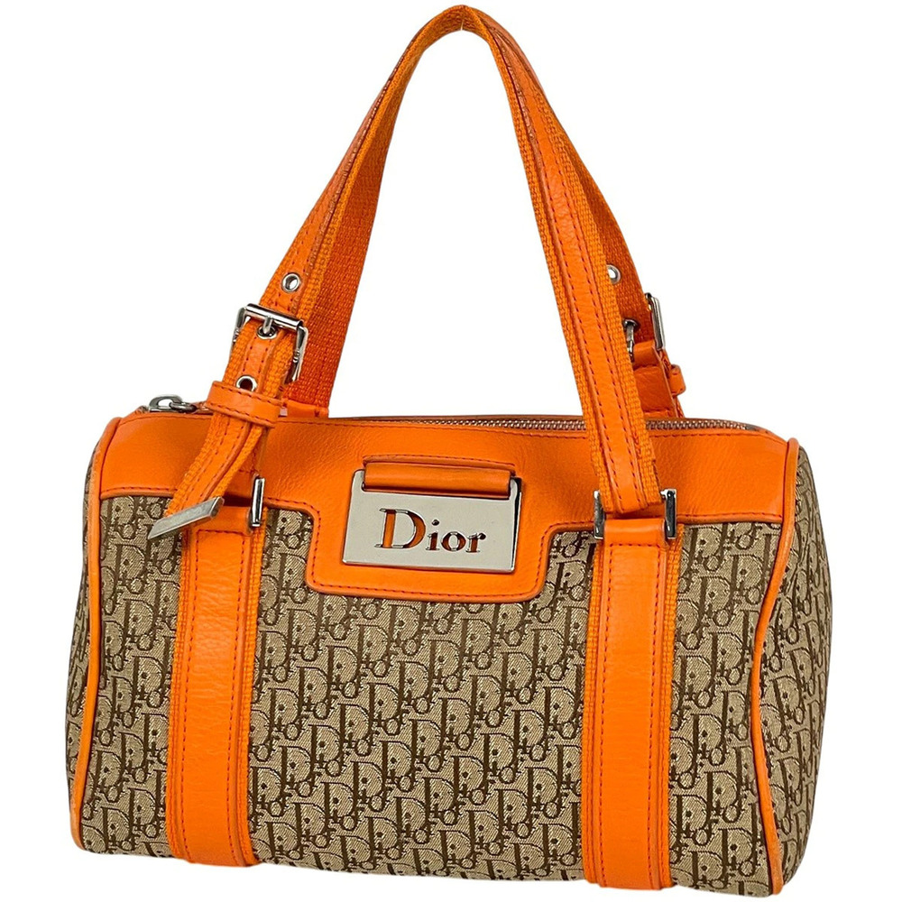 Christian Dior Trotter handbag canvas Beige Cream orange